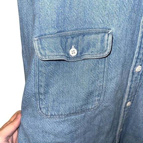 90s Abercrombie & Fitch Oversized Denim Work Shirt Sz M - Picture 3 of 7